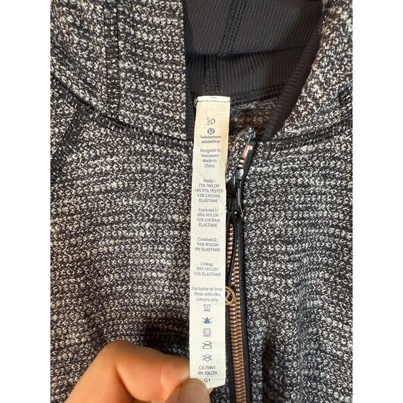 Lululemon Womens Daily Practice Jacket Black White Thumbhole Athleisure - Sz 10 - Picture 4 of 9
